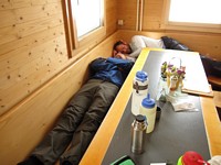 Resting in the Moench hut